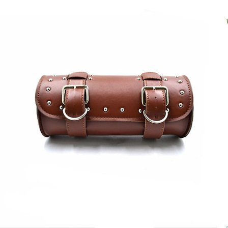 Motorcykel Sadelväska PU Läder Verktygsrulle Sadel Motor Sido Resväska Resverktyg Svansväska Med 2 Monteringssadlar Svart