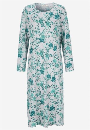 Cellbes of Sweden - Blomstret nattkjole med lange ermer i gråmelert / blomstret for damer i størrelse 50/52