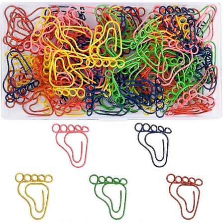 Regnbuefargede binders med fotavtrykk, assorterte farger, søte metall binders formet som fotavtrykk, pakke med 100, stil 1[qb]