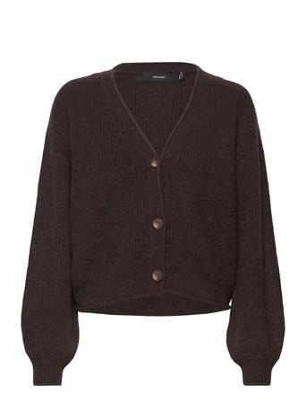 Vmyvonne Ls V-Neck Rolledge Cardi Ga Bf Brown Vero Moda