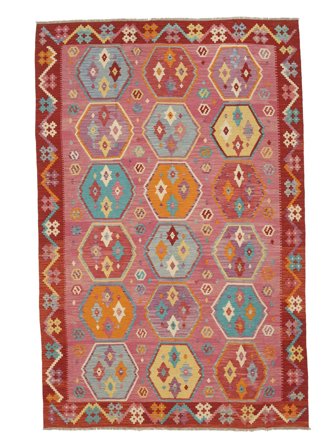 Alfombra Oriental Kilim Afghan Old Style 196X281 Rojo Oscuro/Marrón (Lana, Afganistán)