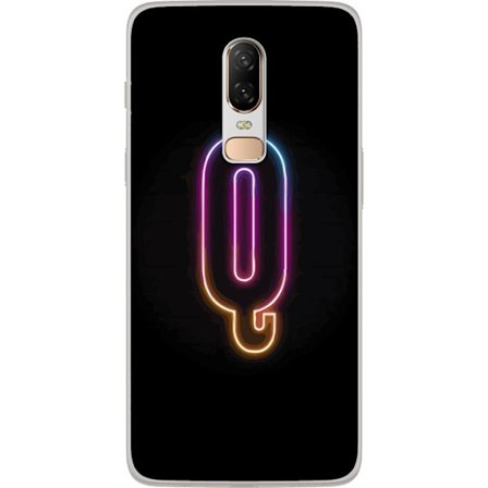 Kompatibel Mobilcover til OnePlus OnePlus 6 Minimalistisk neonbogstav Q i lyse farver mod mørk baggrund
