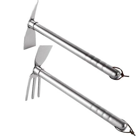 2 stk. Hakke Haveredskaber, 2 i 1 Havehakke og Rive og 2 i 1 Spade og Hakke 2 stk.