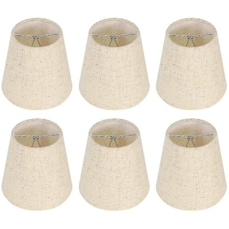 6 lampskärmar Vägglampa Kronljusklipp på Lampskärm E14 Skruv Linne Små lampskärmar för bordslampor