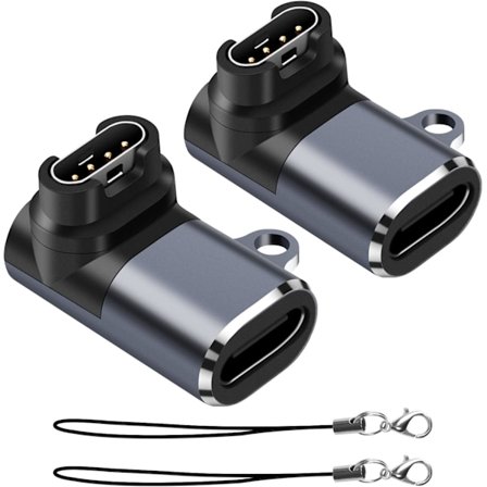 Ladeadapter for klokke (2-pakning), USB C Type-C Hunn til Hann, Ladeadapter Kompatibel med Garmin Fenix7/7S/7X/6/6X/6S etc