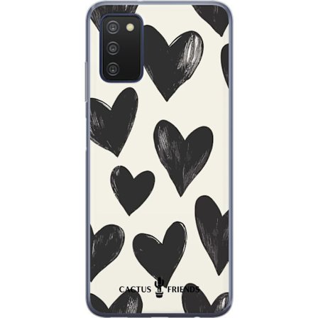 Kompatibelt Mobildeksel til Samsung Samsung Galaxy A03s Cactus and Friends - Bold Black Love Pattern