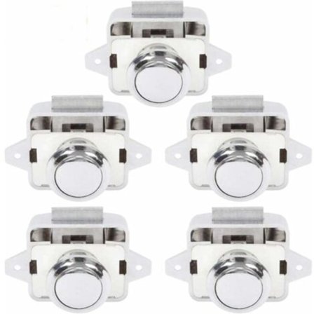 Trykknapp Campingbil - Lås Lås Dør Lukking Skap Knapp for RV motor caravan 5 stk Sølv--.pa