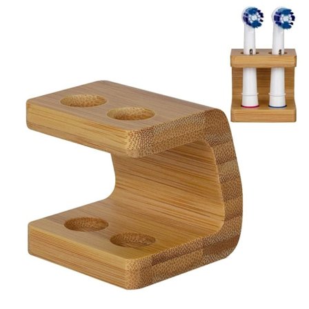 Tannbørstehodeholder i bambus, oppbevaring, 2 plasser, 2 plasser