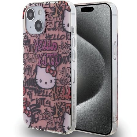 Hello Kitty IML Taggar Graffiti fodral för iPhone 15 - rosa