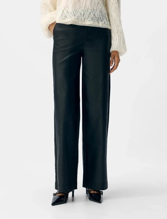 Object Objmelba Lisa Wide Coated Pant Noos - Black - 36