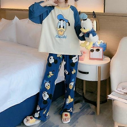 Gabors Disney tegnefilm animation Donald Duck pyjamas til kvinder populære efterårs lange ærmer behageligt overtøj hjemmetøj sæt - WELLNGS