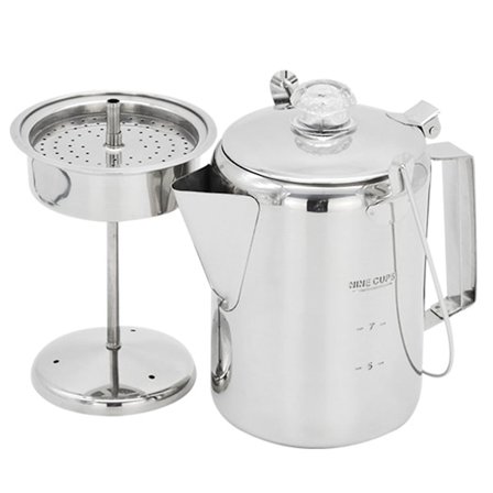 1,2l Udendørs 9 Kopper Rustfrit Stål Percolator Kaffe Potte Kaffe Maskine Til Camping Hjem Køkken