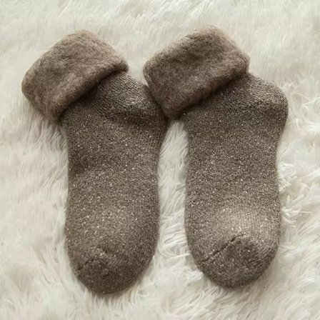 kaffe - Vinterstrømper af høj kvalitet til kvinder, tykke varme uldne mid-calf strømper til efteråret