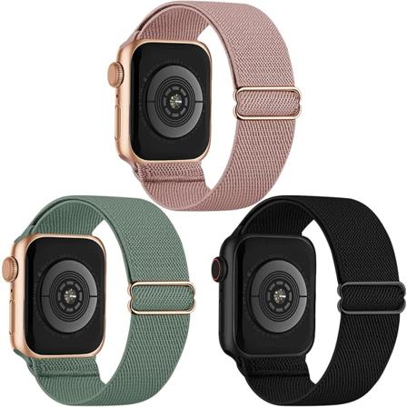Stretchigt band som är kompatibelt med Apple Watch remmar 38mm 40mm 45mm Svart/grön/rosa 42/44/45/49 mm