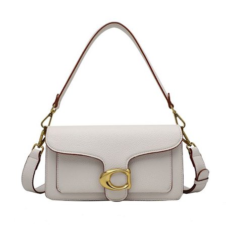 Læderbeklædt D-søm pude flap Tabby skuldertaske HVID