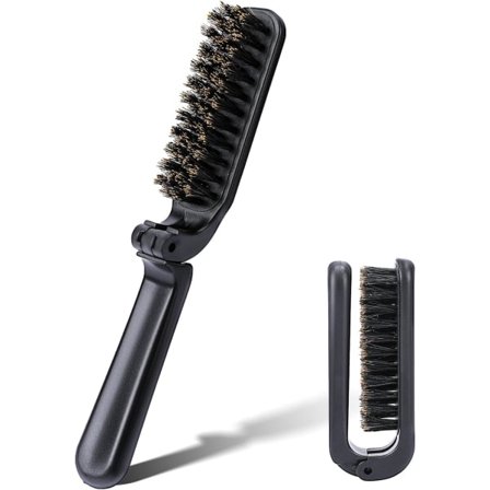 Reisebørste, sammenleggbar børste med portable børstehår, sammenleggbar lommebørste, antistatisk børste, mini skjegg børste, portabel