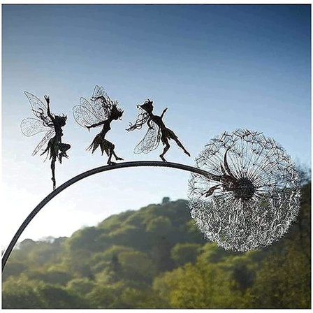 Keijut Voikukat Puutarhataide Veistos Tanssi Yhdessä Pihan Koristeet Ruostumaton Teräs Metalli Puutarha Keiju Koristeet Koriste Ulkotiloihin