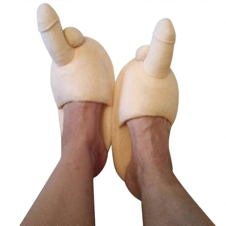 Voksen P Pupp Nyhet Gag Innendørs Flat Sko Sklisikre Pelsaktige Tøfler For Kvinner Menn Hvit White