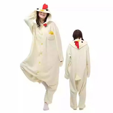 2025 Nye tegneserie-onesie pysjamas Halloween julekostyme beige kylling