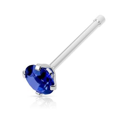 1 stk. Nesepiercing i 316L kirurgisk stål med 3 mm Capri blå CZ