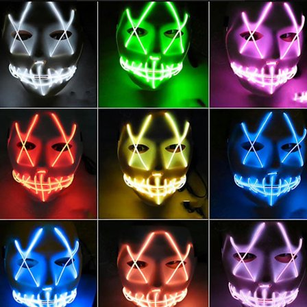Halloween Stitches Scary Led Mask Halloween Cosplay Costume Light Up Party Prop