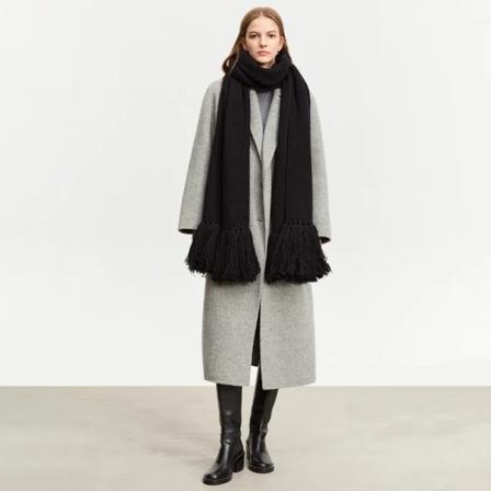 Minimalistisk ullscarf för kvinnor 2023 Vinterlång Ultravid sidenscarf Mjuk tofs Håll varm Scarf & Wrap Dam 12374018 black One Size