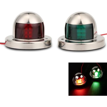 LED Navigationsbue i rustfritt stål 12V Marine Båt Yacht Lys Seiling Signallamp, Rød & Grønn
