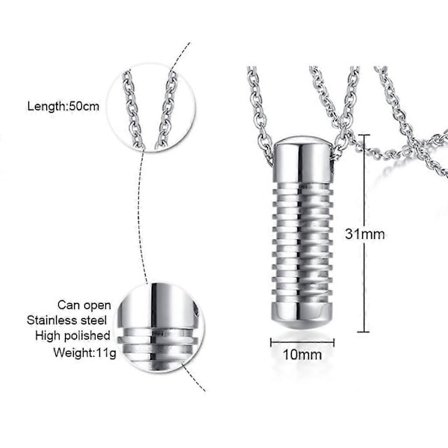 4x Skruv Vågmönster Rostfritt Stål Urna Minnessak Hänge Kedja Halsband Herrgåva