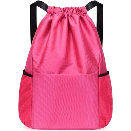 Rosa sport dragsko ryggsäck, gymväska med dragsko, vattentät ryggsäck för barn, pojkar och flickor