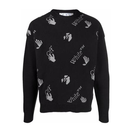 Off White Logo Allover Sweater Sort, Herre