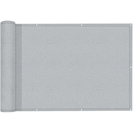 Balkongskjerming Balkonginnhegninger (PES) 0,9 x 5m UV-beskyttelse Balkongskjerming Vanntett Polyester for Balkong Hage Utendørs Lys Grå