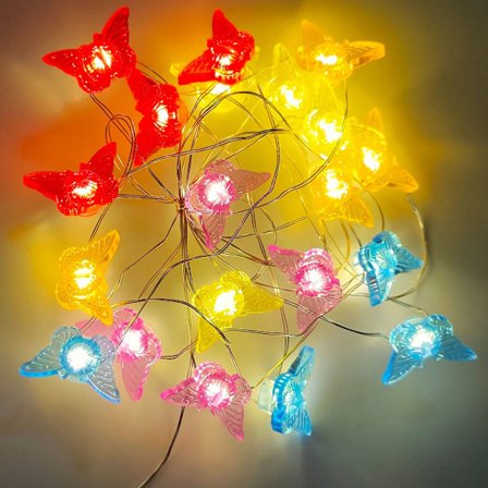 Värikäs perhosvalosarja 2M 20 lediä USB
