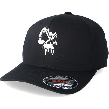 Tattoo Collective - Svart flexfit Keps - Angry Skull Black Flexfit @ Hatstore