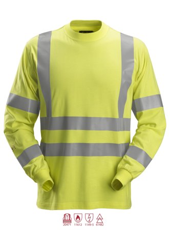 Snickers Workwear 2461 ProtecWork T-paita huomioväri, keltainen, pitkähihainen XL, Vaatteet
