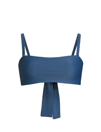 Waffle Bandeau Tie Back Bikini Top Blue Casall