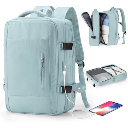 Stor Rejse Rygsæk til Kvinder, Godkendt til Flyrejser, Udvidbar Arbejdsrygsæk med Laptop