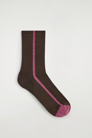 COS Damen Striped Cotton Socks - Braun