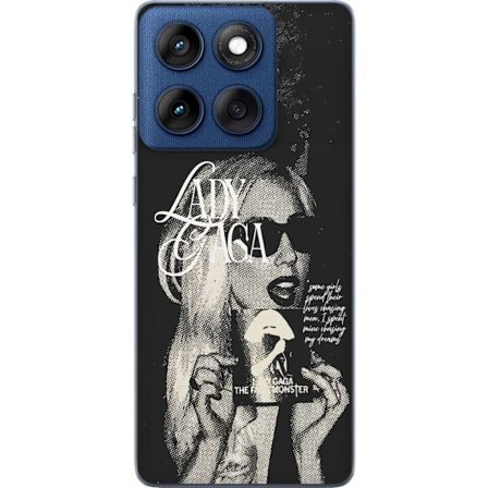 Kompatibel Mobilcover til Motorola Edge 60 Lady Gaga sort-hvid retroplakat med solbriller og popkunst-æstetik