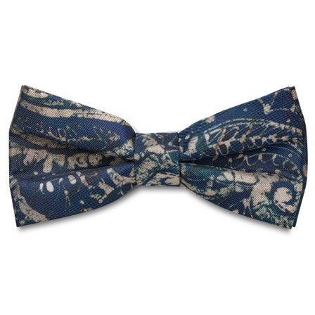 Virtuo | Nœud papillon pré-noué en soie à motifs cachemire bleu foncé pour hommes - Noeuds papillon pré-noués - pour Hommes - Bohemian Revolt