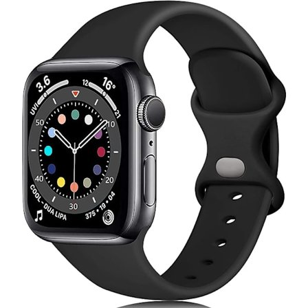 Silikonarmband (svart, stor) kompatibelt med Apple Watch-armband 44mm 42mm 45mm 49mm, ersättningsarmband för Apple Watch Ultra/iWatch SE serie 8 7 6