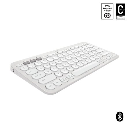 Logitech Pebble Keys 2 K380s - tastatur - QWERTY - US International - tonalhvit Inn-enhet