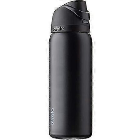 FreeSiip Vandflaske i rustfrit stål med sugerør, 94 cl, meget mørk og silikone støvler, skiftforebyggende beskyttende skedeovertræk (Fww)