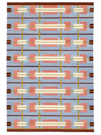 Dywan Wełniany Sigrid Niebieski/Wielobarwne Duży Oeko-Tex