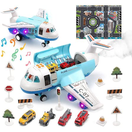 Legetøjsfly Fly Legetøj Med Røg, Lyd Og Lys, Friktionsdrevet Fly Med Minibiler, Fødselsdagsgave Til Drenge Og Piger