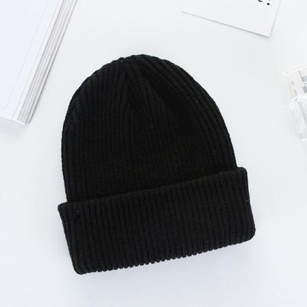 Vinter Herr Dam Stickad Mössa Solid Beanies Cap Tjock Varm Skida B