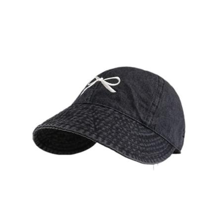Sløjfebroderet solhætte Denim Fiskerhat SORT Black
