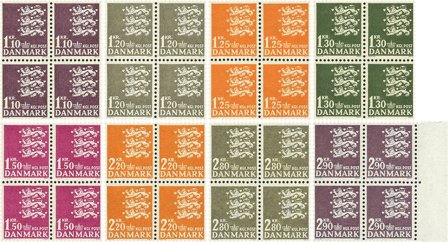 Danmark - rigsvåben - 4 blok 8 mærker - Postfrisk