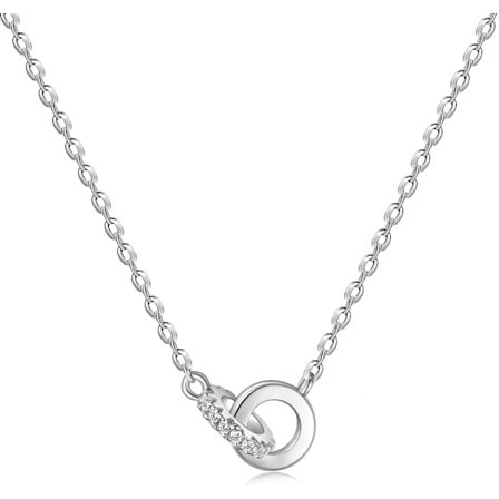 925 Sterling Silver Halsband för Kvinnor Interlocking Cubic Zirconia Cirkel Hänge Solidaritet Enkelt Fint Smycke Gåvor