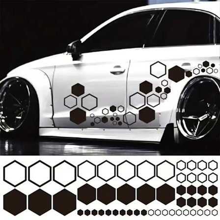 Honeycomb Hexagon Bilklistermærker (2 stk) - Personlig Dekoration til Din Bil Black