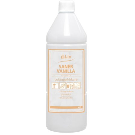 LIV Luktförbättrare Saner Vanilla 1L - Lyreco - Städ och hygien - Luktförbättrare - Sprayer och flaskor